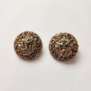 Vintage Textured Gold-Tone Clip On Earrings
